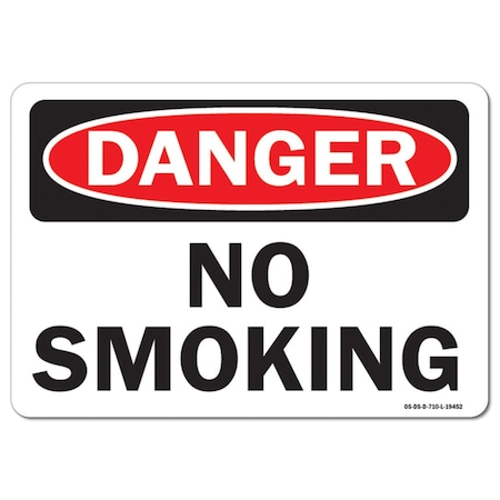Signmission OSHA Danger Decal, No Smoking, 14in X 10in Decal, 10" W, 14" L, Landscape, No Smoking OS-DS-D-1014-L-19452